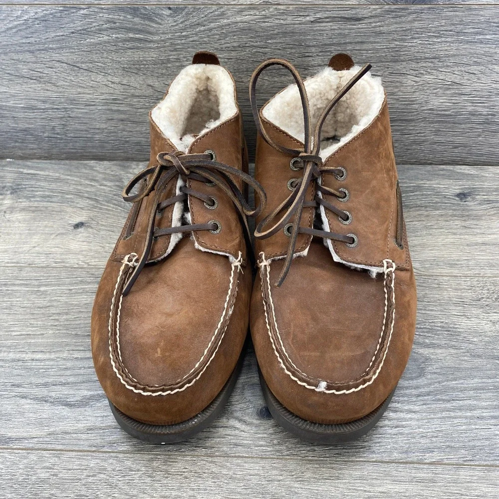 Sperry Top-Sider Chukka Boat Shoes Mens 13 Brown Shearling Lined Leather Boots